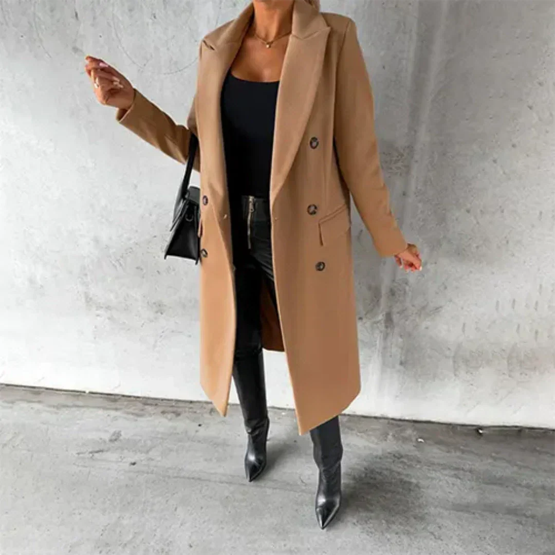 Street-Wave Women's Warm Trench Coat Cozy Insulated Winter Outerwear For Chic Everyday Style