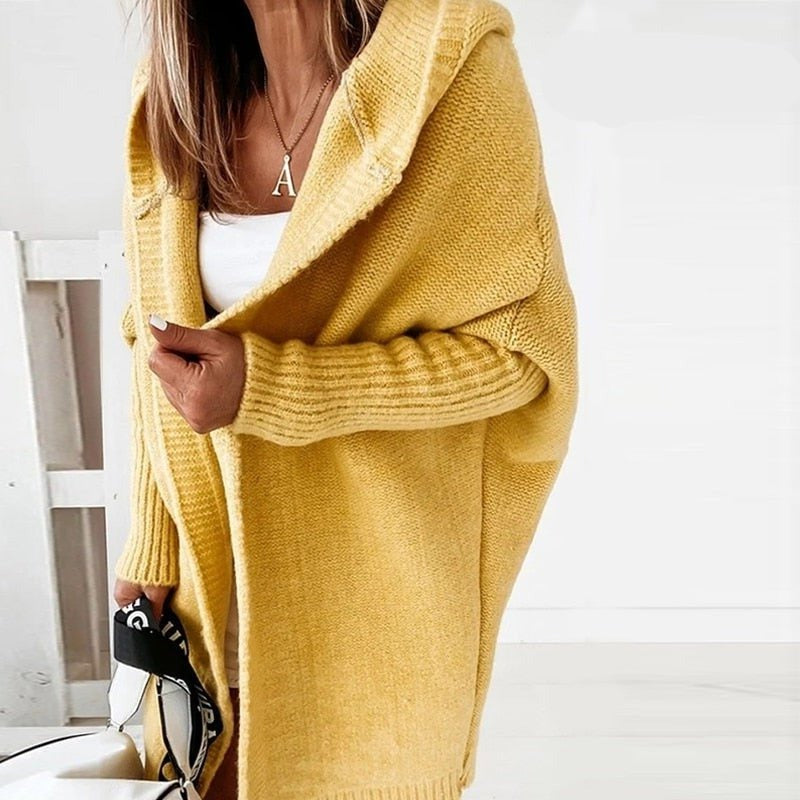 Street Wave Women Knitted Cardigan Hooded Oversized Cozy