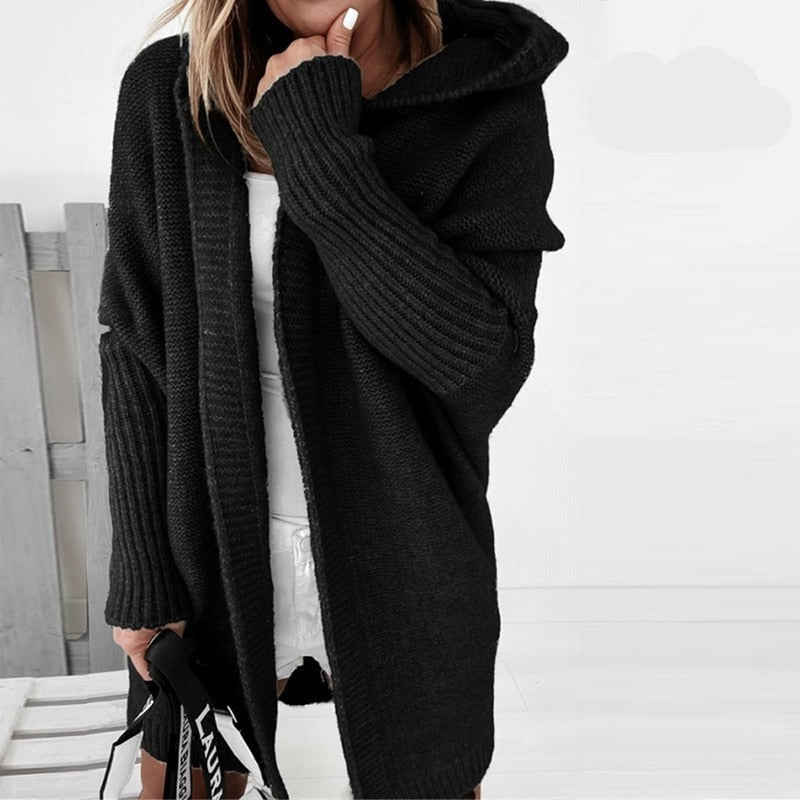 Street Wave Women Knitted Cardigan Hooded Oversized Cozy