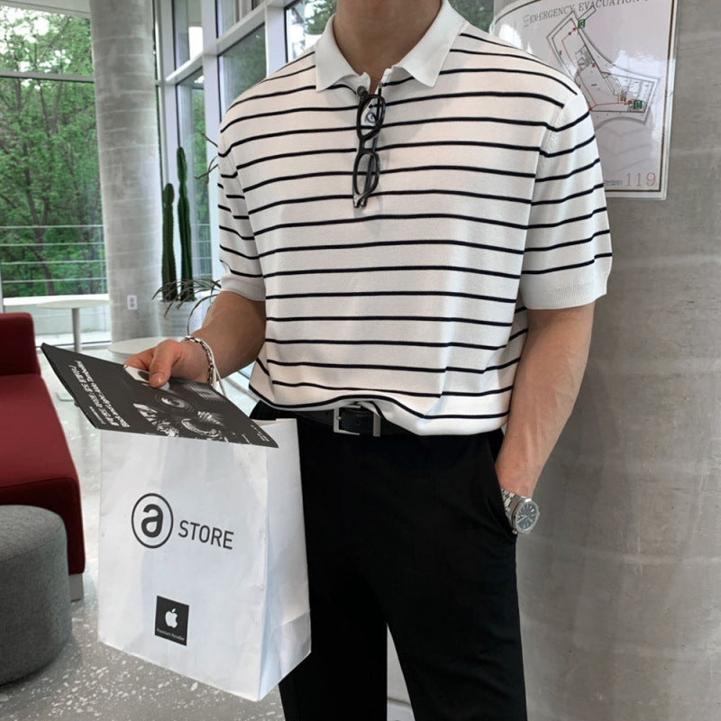 Street-wave Zacky Striped Men's Shirt Black White - Classic Elegance for Modern Gentlemen