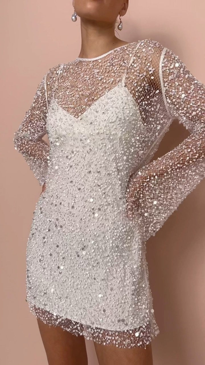 Street-Wave See-Through Mesh Two-Piece Set With Sling Dress For Women, Glamorous Evening Wear