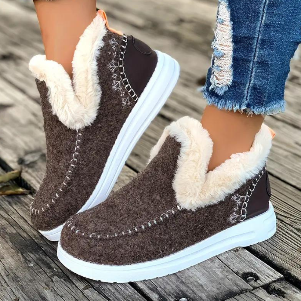 Street Wave Women Winter Boots With Cozy Fur Lining For Cold Days Trendy Warm Footwear