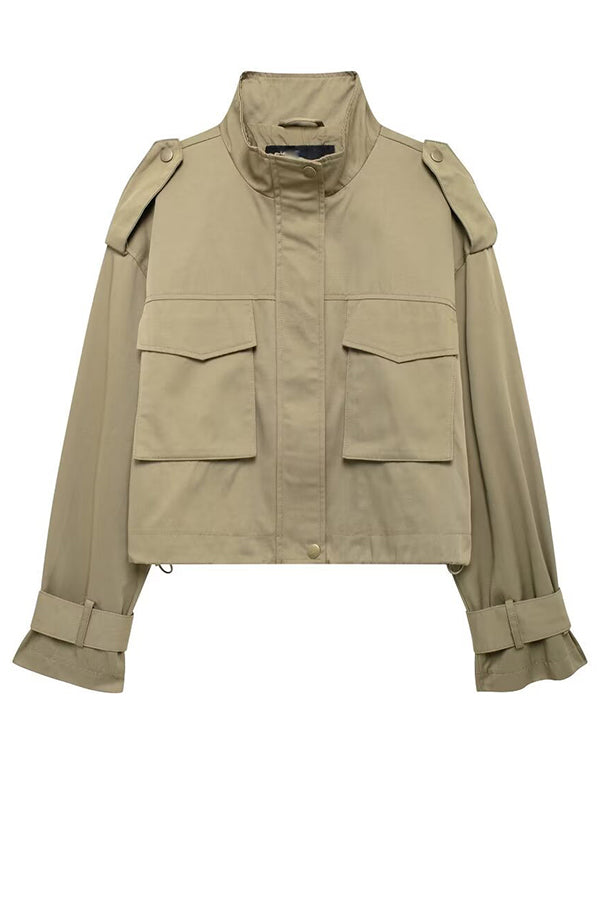 Street-wave Women's Utility Cargo Jacket With Belt And Pocket Accents For Everyday Streetwear And Travel