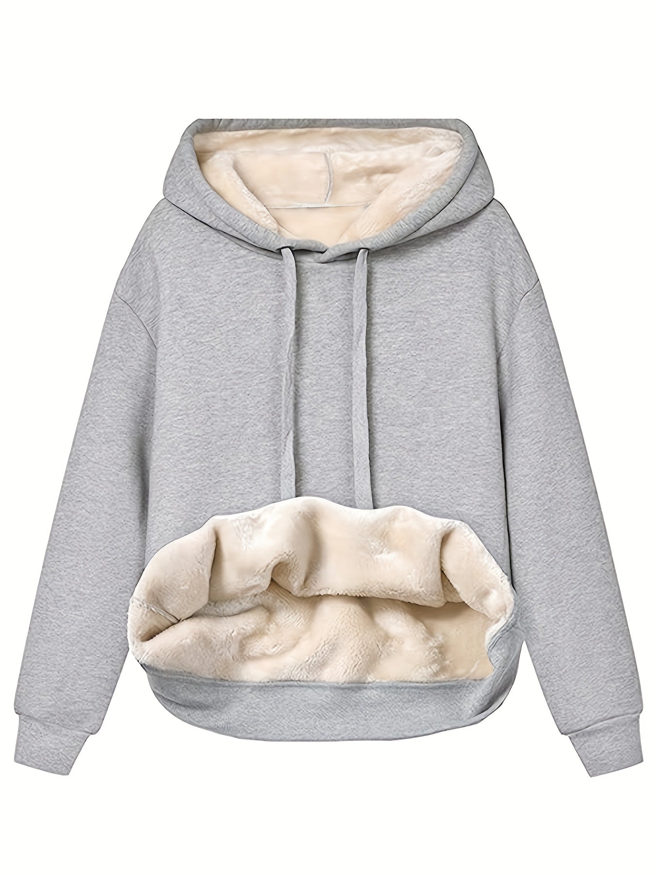 Street-Wave Plush Lined Hoodie For Women With Cozy Sherpa Pocket And Warm Interior
