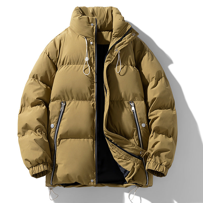 Street-wave Men Cotton Padded Winter Jacket With Stand Collar Warm Oversized For Cold Weather
