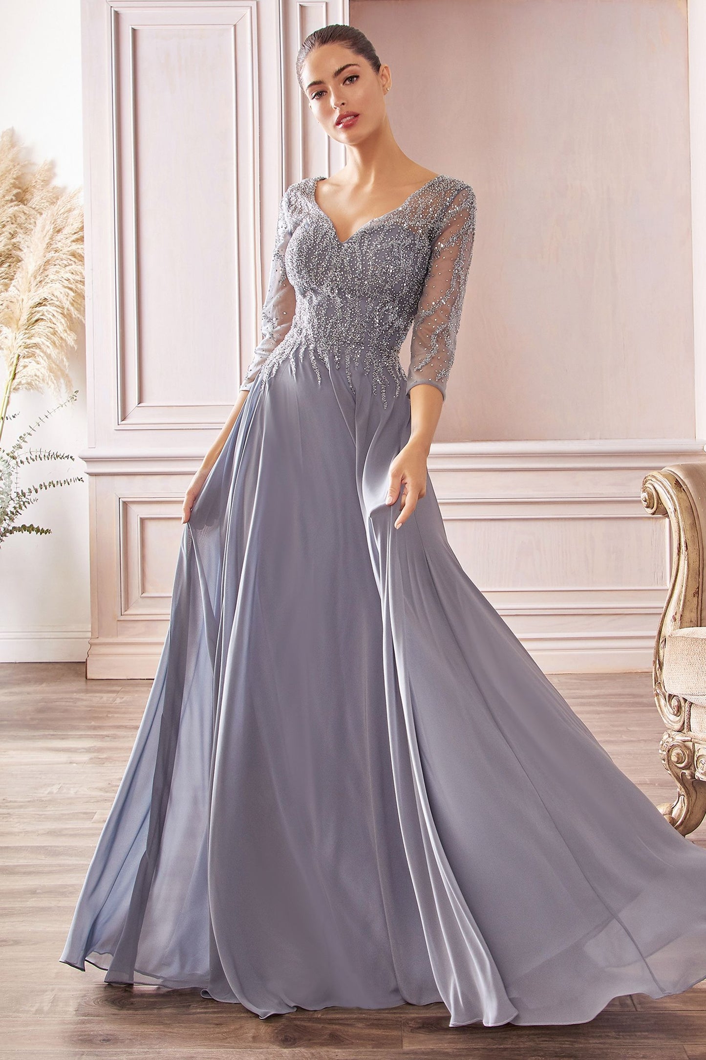 Street-Wave CD0171 A-Line Evening Gown Beaded Bodice For Formal Occasions