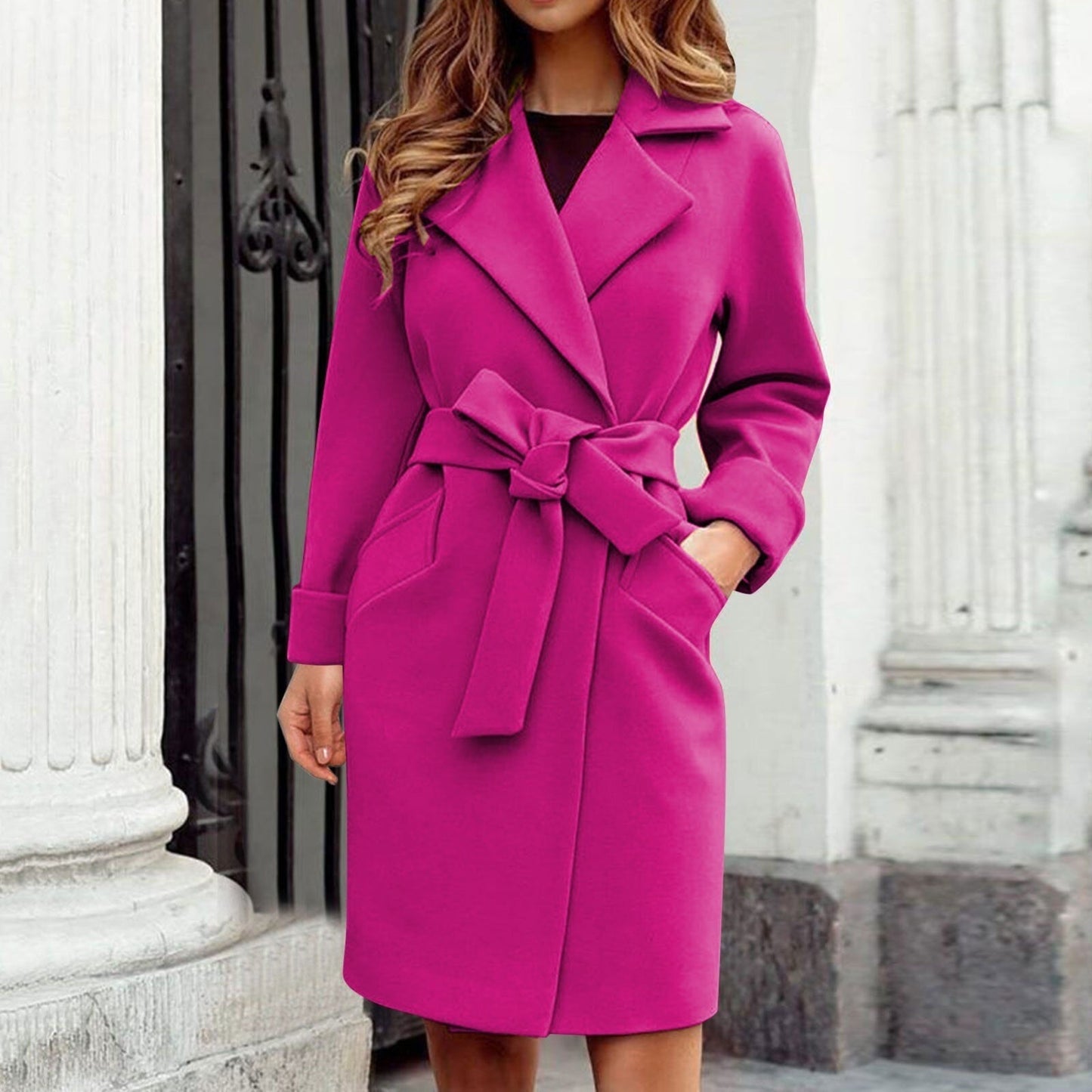 Street-wave Belted Trench Coat For Women Classic Navy, Flattering Fit, Premium Outerwear