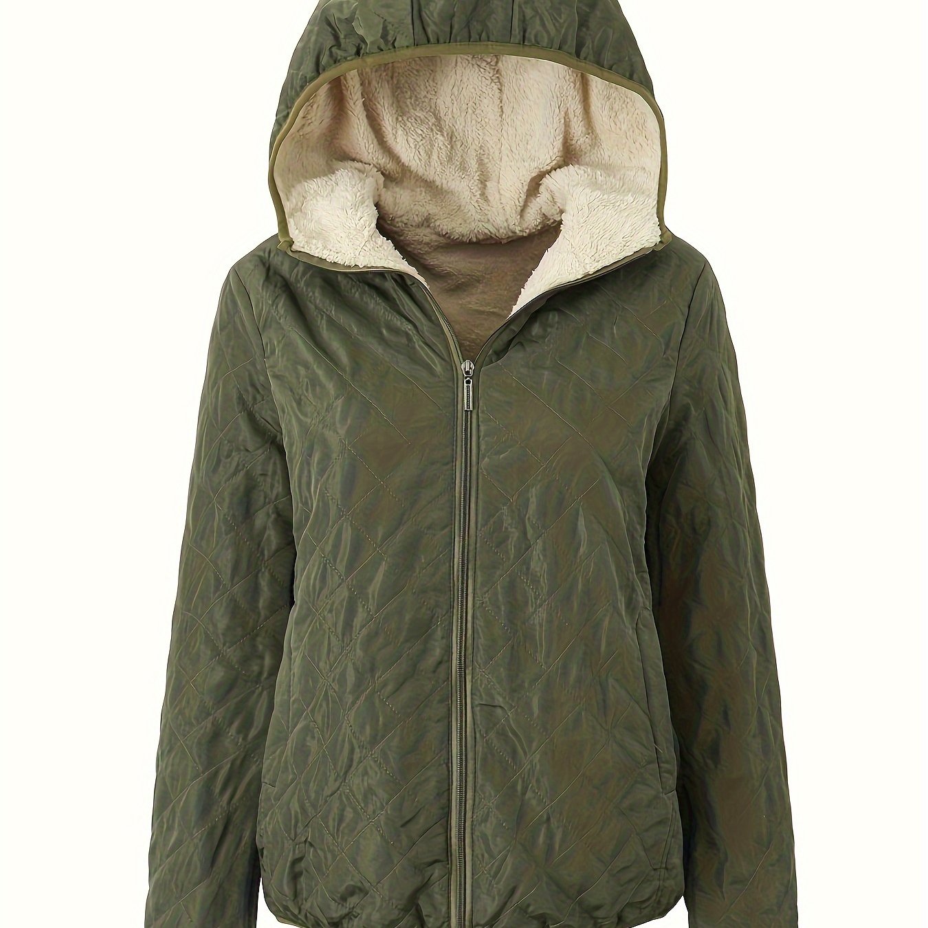Street-wave Quilted Hooded Jacket for Women with Cozy Fleece Lining for Warmth and Everyday Chic