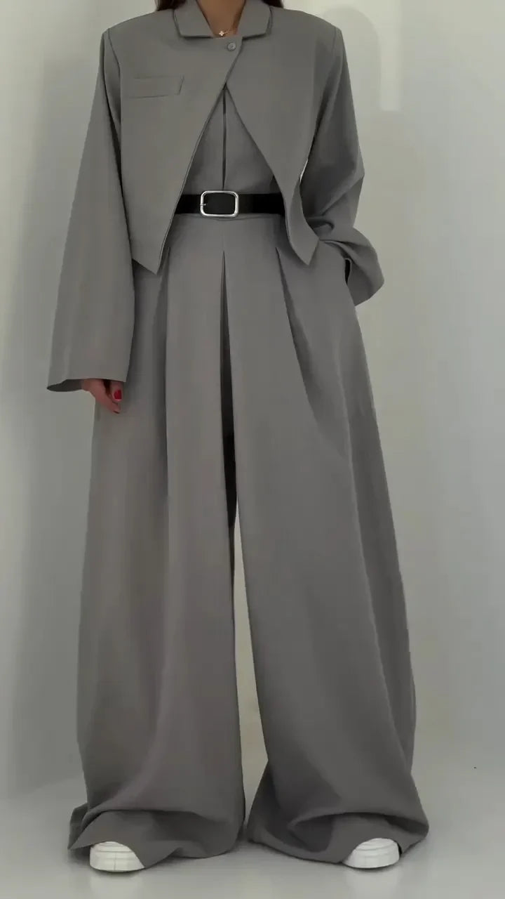 Street-Wave Celeste Lightweight Women's Blazer Set - Versatile Two-Piece For Work To Weekend