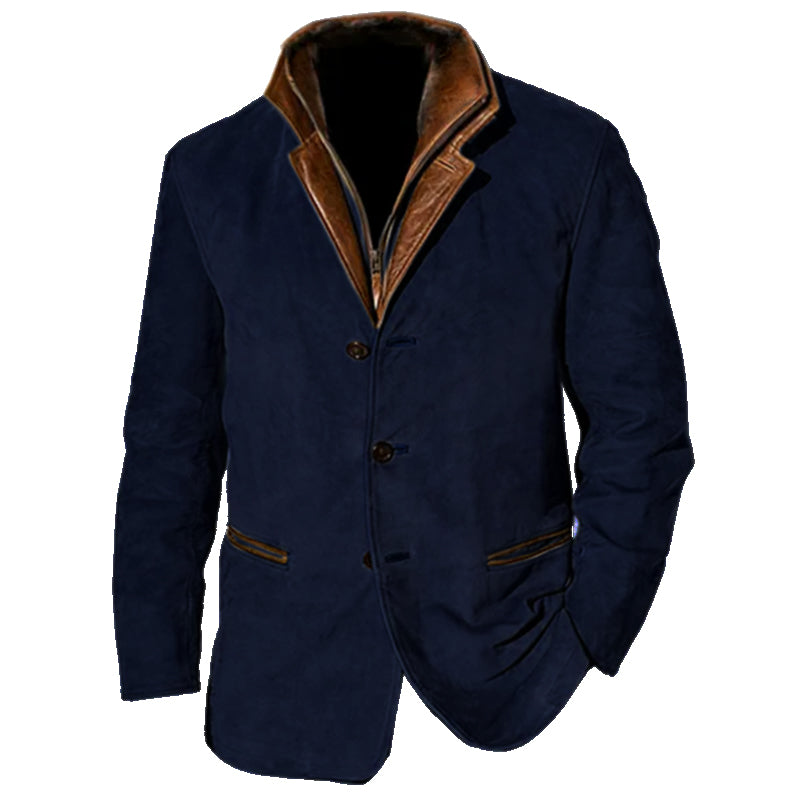 Street-Wave Vintage Suede Jacket for Men Premium Leather Feel With Structured Silhouette and Pockets for Autumn Style