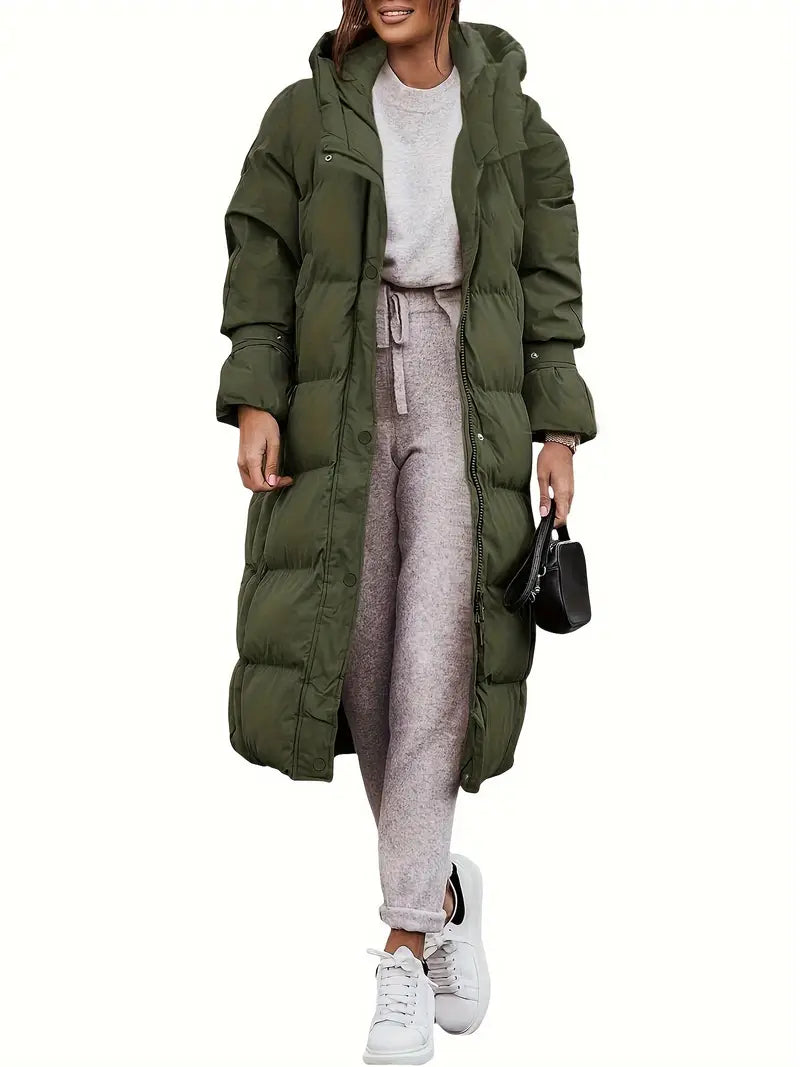 Streetwave Womens Puffer Jacket With Hood Warmth Long Cozy Insulated Coat For Cold Winter Days