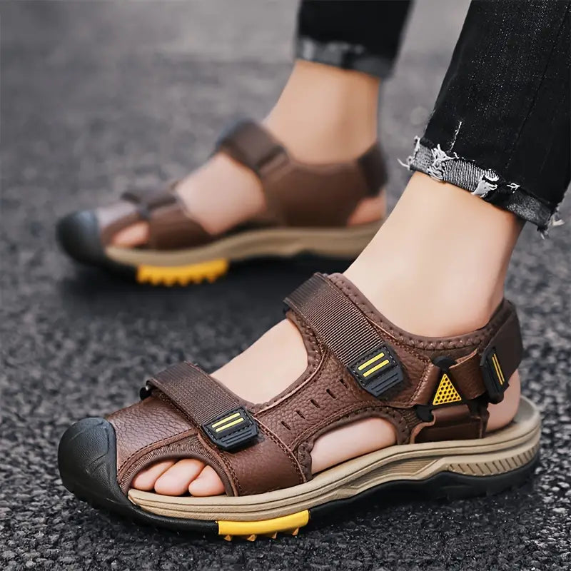 Street Wave Quintessa Sandals For Men Leather Closed Toe Design With All Day Comfort And Durable Support