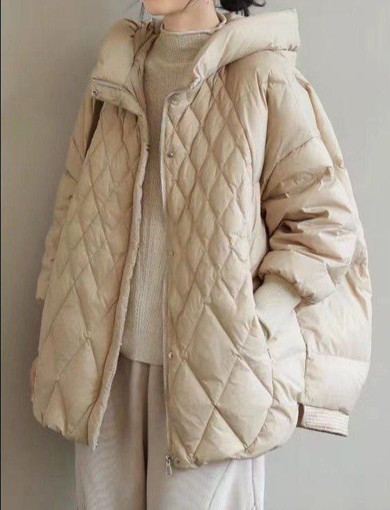 Street-wave Women's Puffer Coat With Hood Duck Down Quilted Mid Length Cozy Warm Winter Style