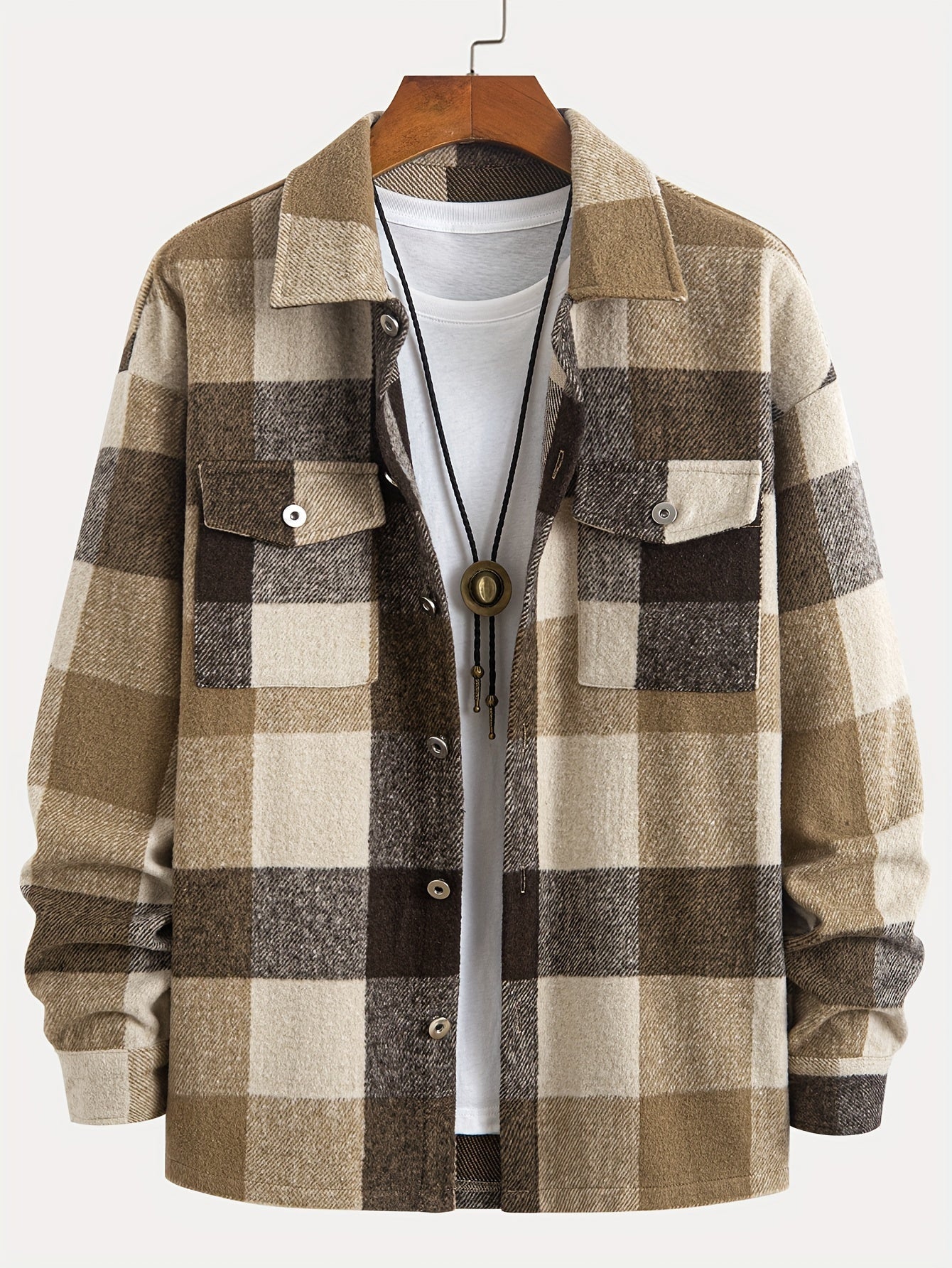 Street-wave Cotton Checkered Shirt Jacket For Men Effortless Comfort And Timeless Style