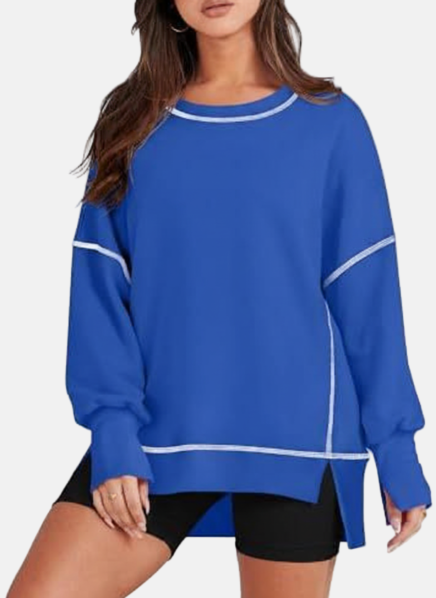 Oversized Sweatshirt Women Street Wave Relaxed Fit SideSlit