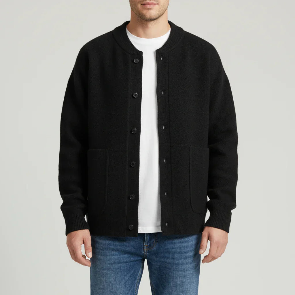 Street-Wave Button Front Cardigan For Men Layering