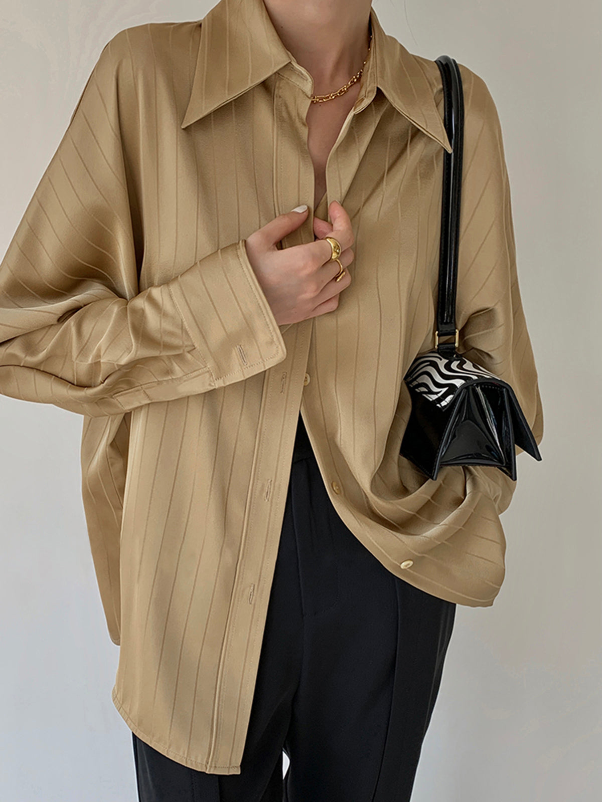 Street-Wave Charlotte Oversized Button Up Collared Shirt - Elegant Thin Woven For Workwear And Smart Casual