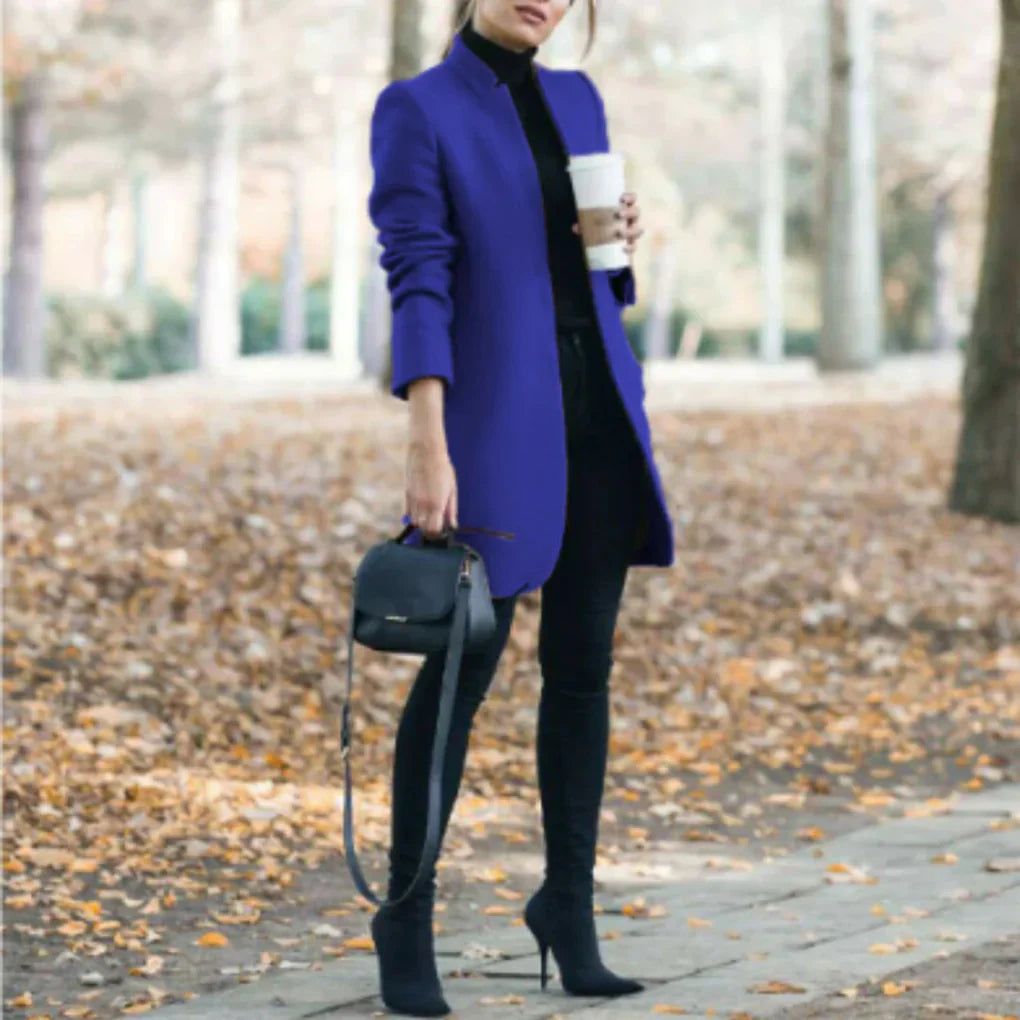 Street-Wave Stand Collar Winter Coat For Women With Structured Silhouette And Warmth