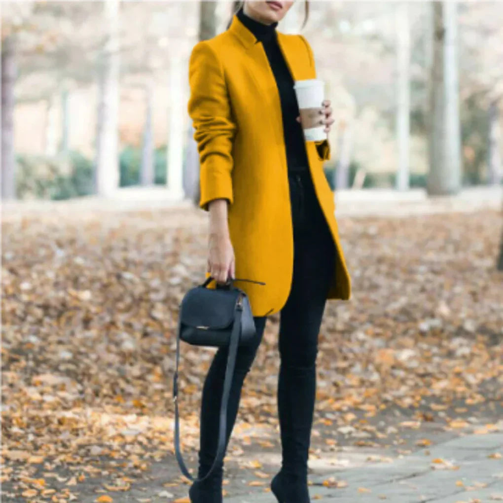 Street-Wave Stand Collar Winter Coat For Women With Structured Silhouette And Warmth
