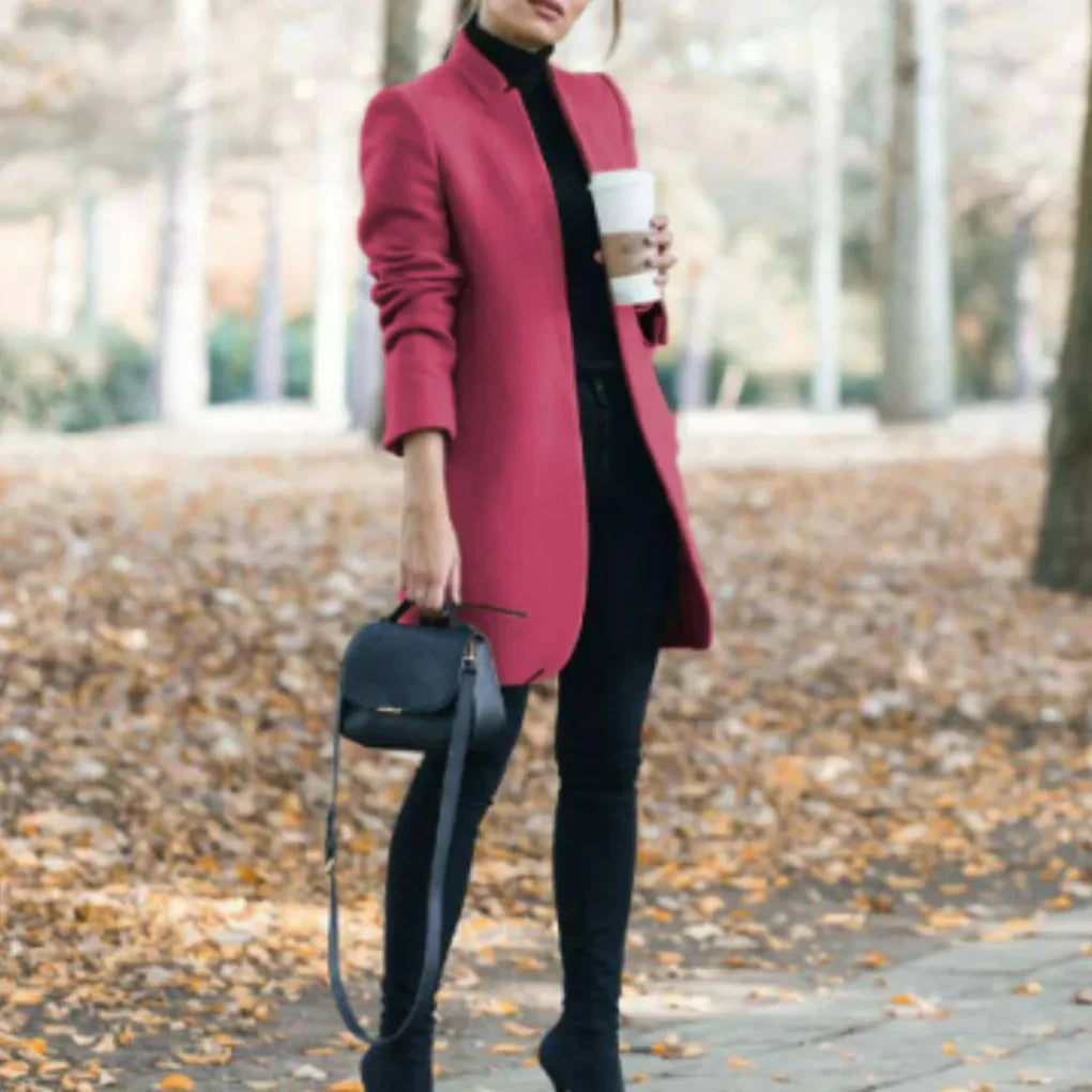 Street-Wave Stand Collar Winter Coat For Women With Structured Silhouette And Warmth