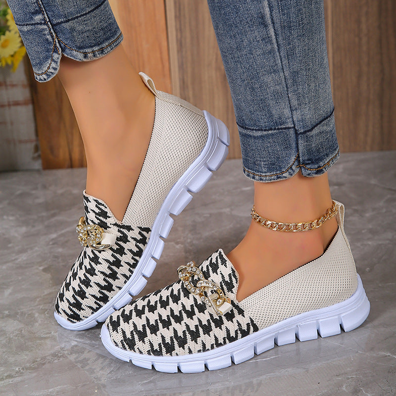 Lightweight Women Slip On Shoes With Strass Chain Breathable Mesh Orthopedic Support Streetwave