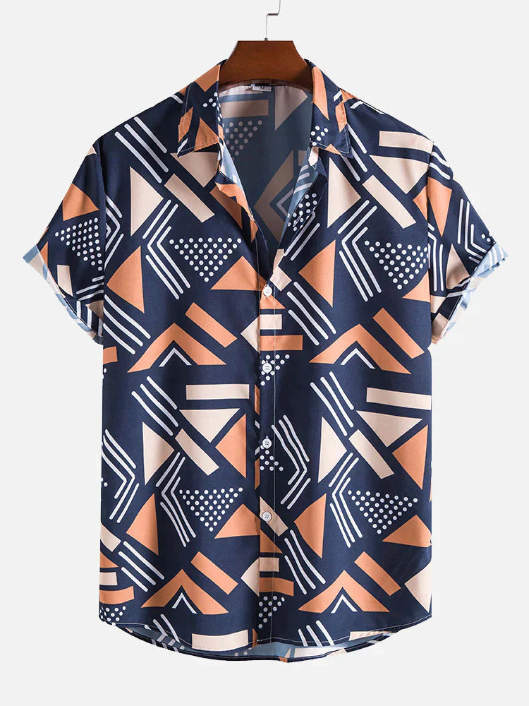 Street Wave Summer Printed Shirt Marcelino Breathable Lightweight For Men Geometric Pattern