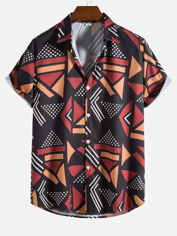Street Wave Summer Printed Shirt Marcelino Breathable Lightweight For Men Geometric Pattern