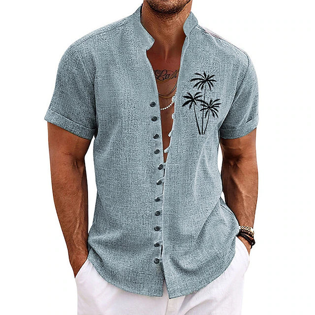 Street-wave Palm Print Men's Summer Shirt Lightweight Breathable Vacation Ready Relaxed Fit