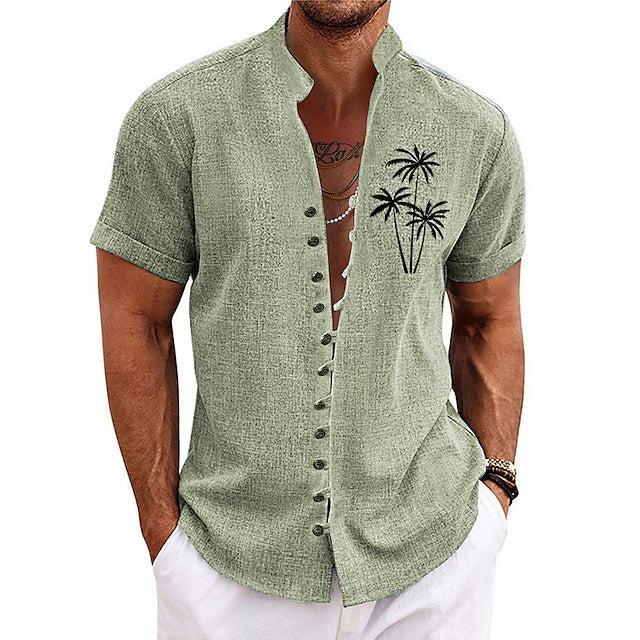 Street-wave Palm Print Men's Summer Shirt Lightweight Breathable Vacation Ready Relaxed Fit
