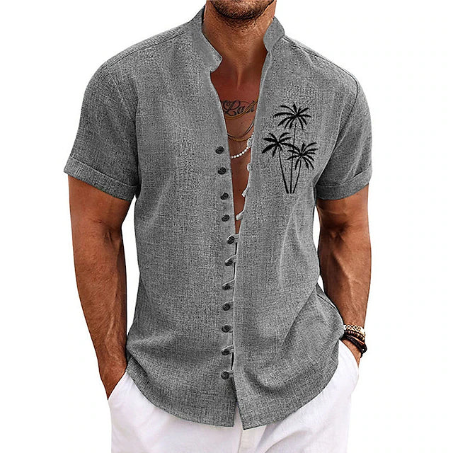 Street-wave Palm Print Men's Summer Shirt Lightweight Breathable Vacation Ready Relaxed Fit