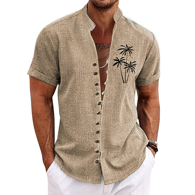 Street-wave Palm Print Men's Summer Shirt Lightweight Breathable Vacation Ready Relaxed Fit