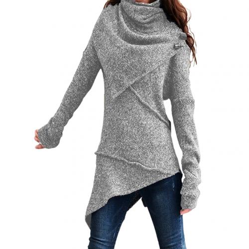 Street Wave Cozy Knit Pullover For Women Luxurious Warm Wrap Style With Asymmetric Hem