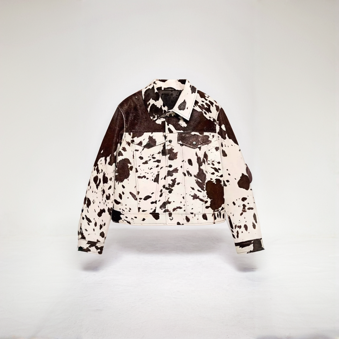 Street-wave Cow Print Single Breasted Structured Jacket For Women Bold Streetwear Statement