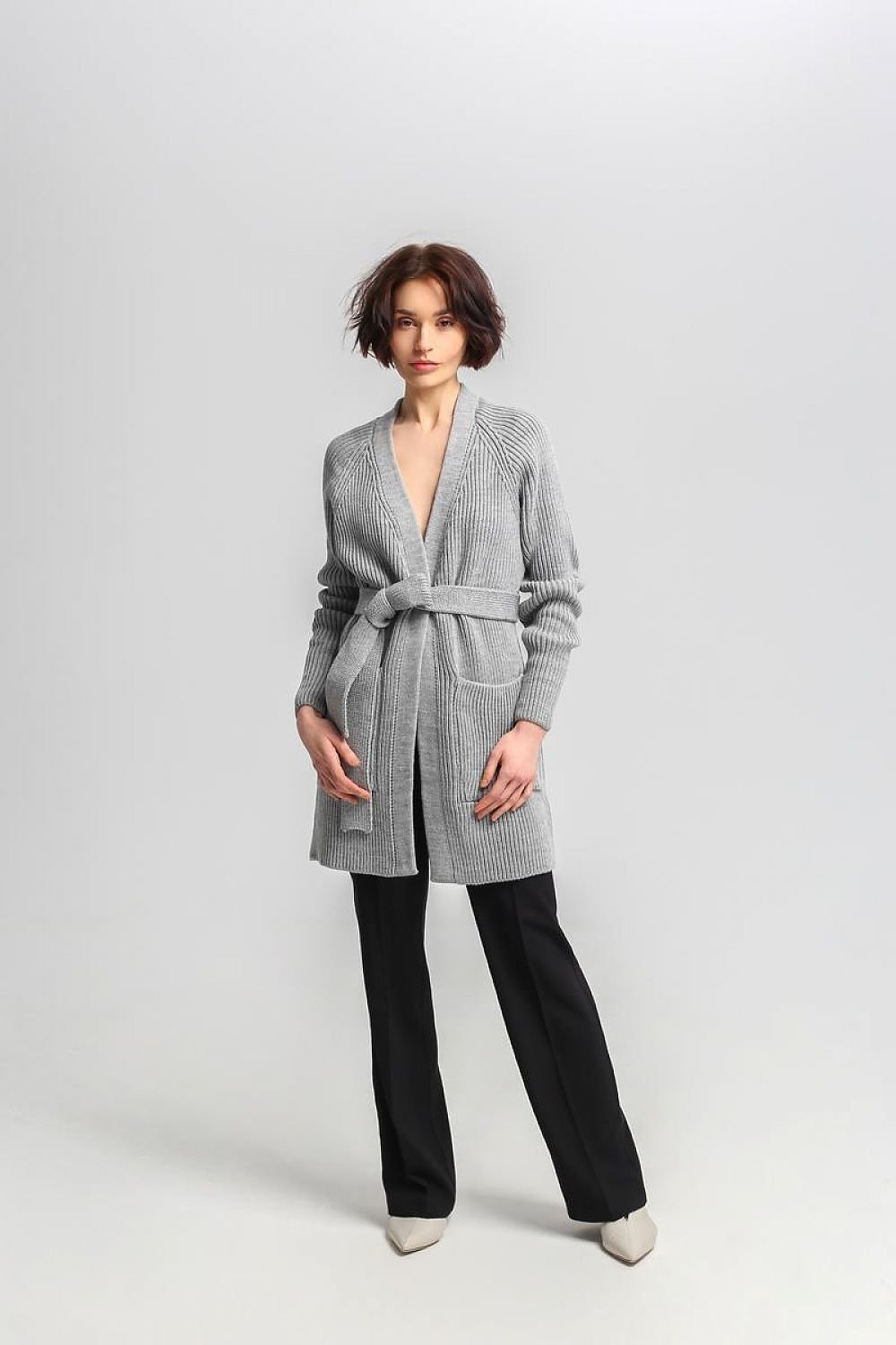 Streetwave Long Rib Knit Cardigan Belted At Waist For Elegant Warmth Women Versatile Everyday Wear