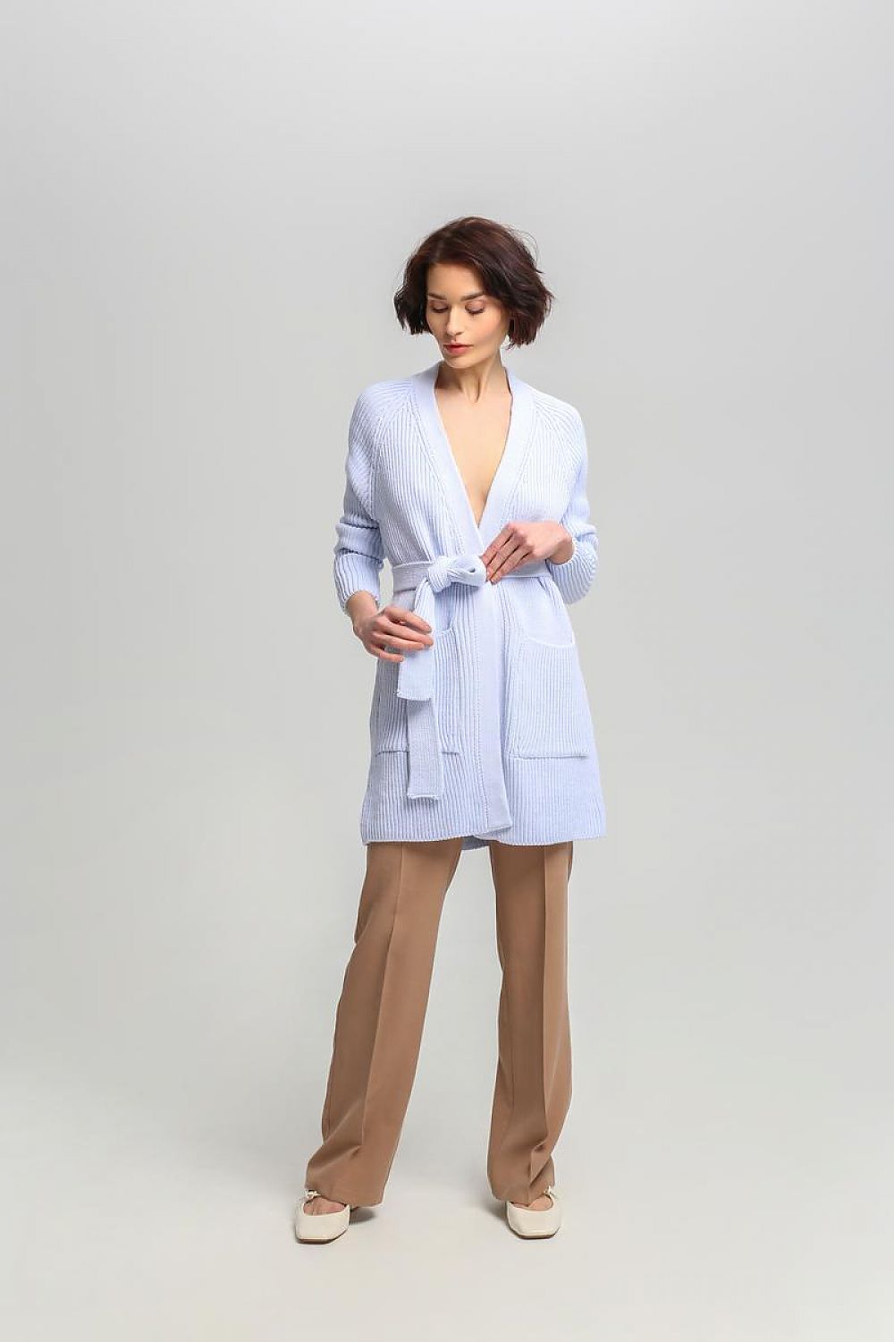 Streetwave Long Rib Knit Cardigan Belted At Waist For Elegant Warmth Women Versatile Everyday Wear