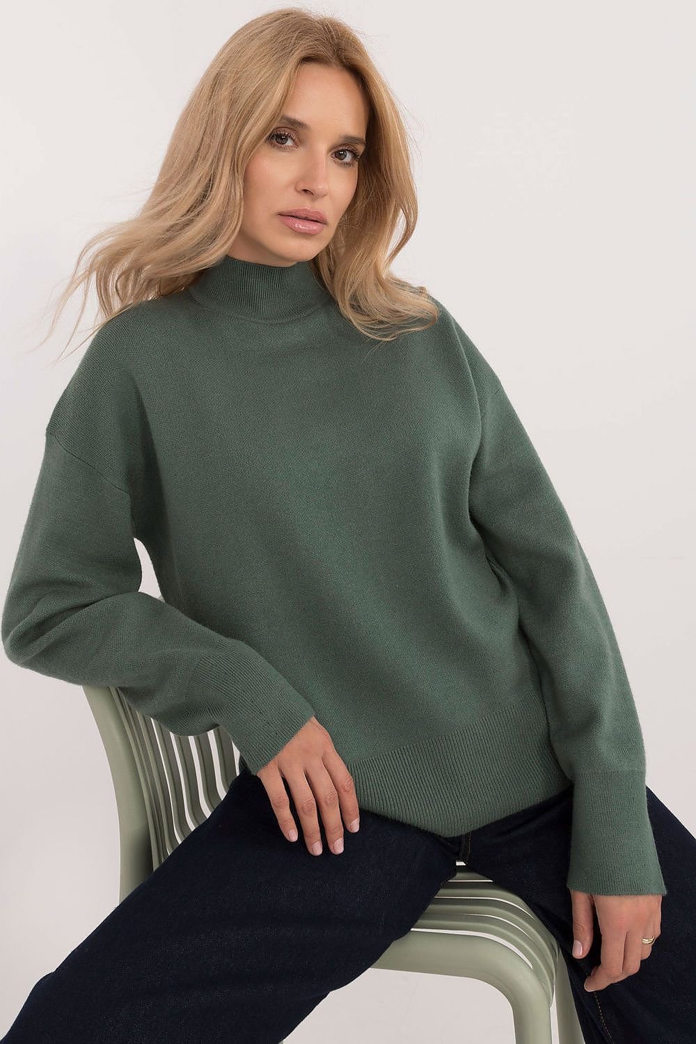 Street-Wave Womens Knit Pullover High Collar Relaxed Fit Soft Cozy All Day Comfort Everyday Wear