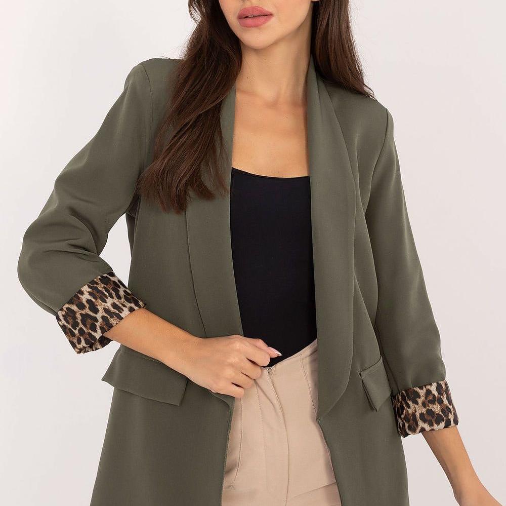 Street-Wave Leopard-Detail Blazer For Women Versatile Timeless Chic With Bold Leopard Accents