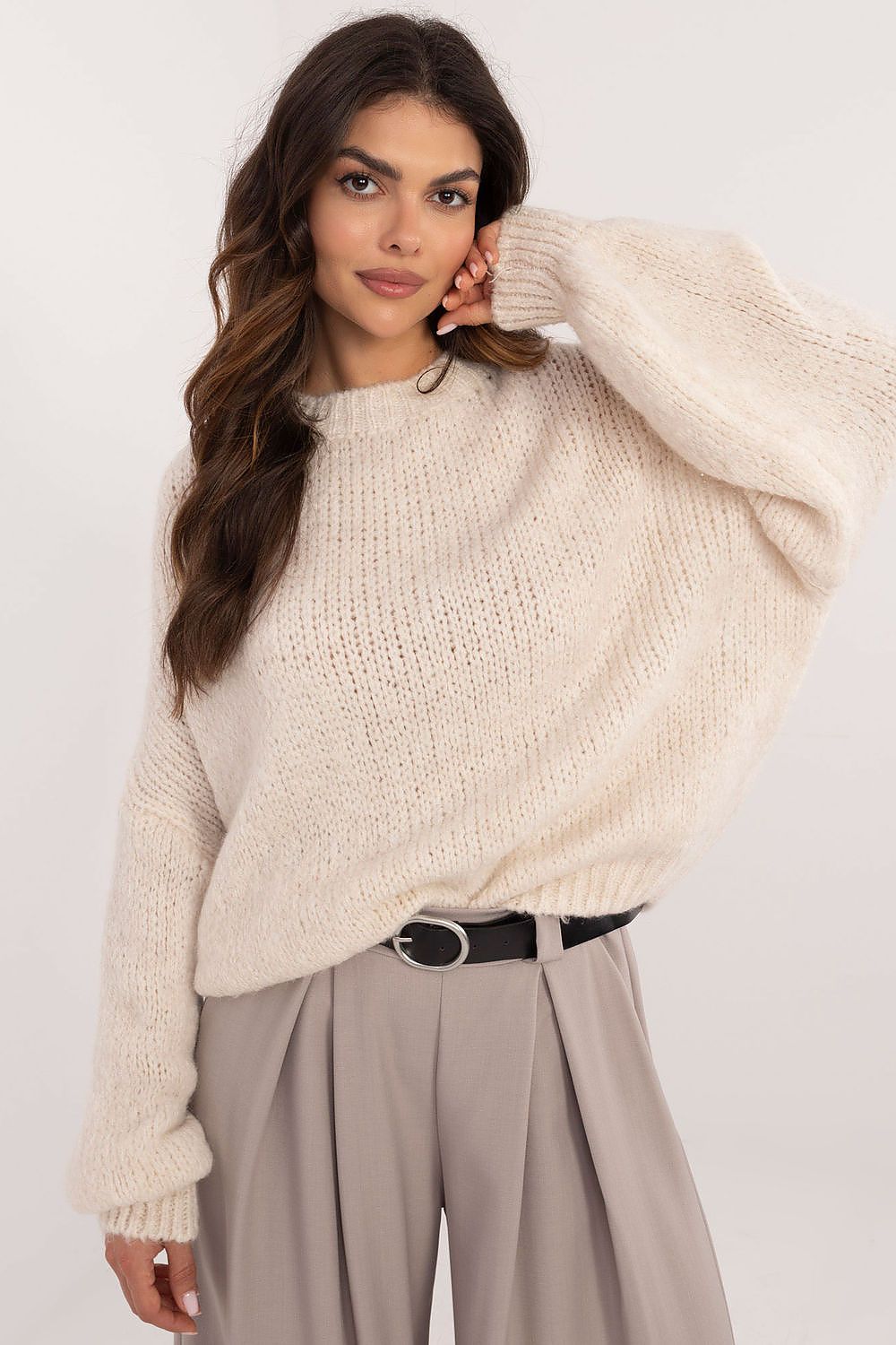 Street-wave Cozy Oversized Knit Pullover for Women Soft Hygge Knit Relaxed Fit Comfort