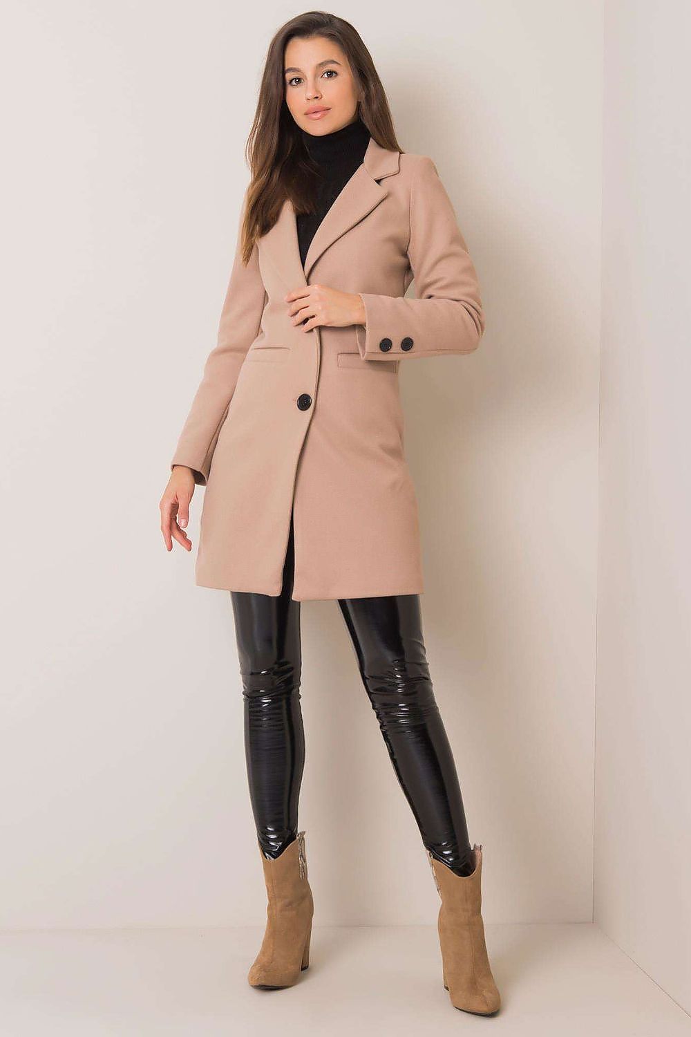 Street-wave Classic Navy Coat With Button Closure For Women, Timeless Elegance And Comfort