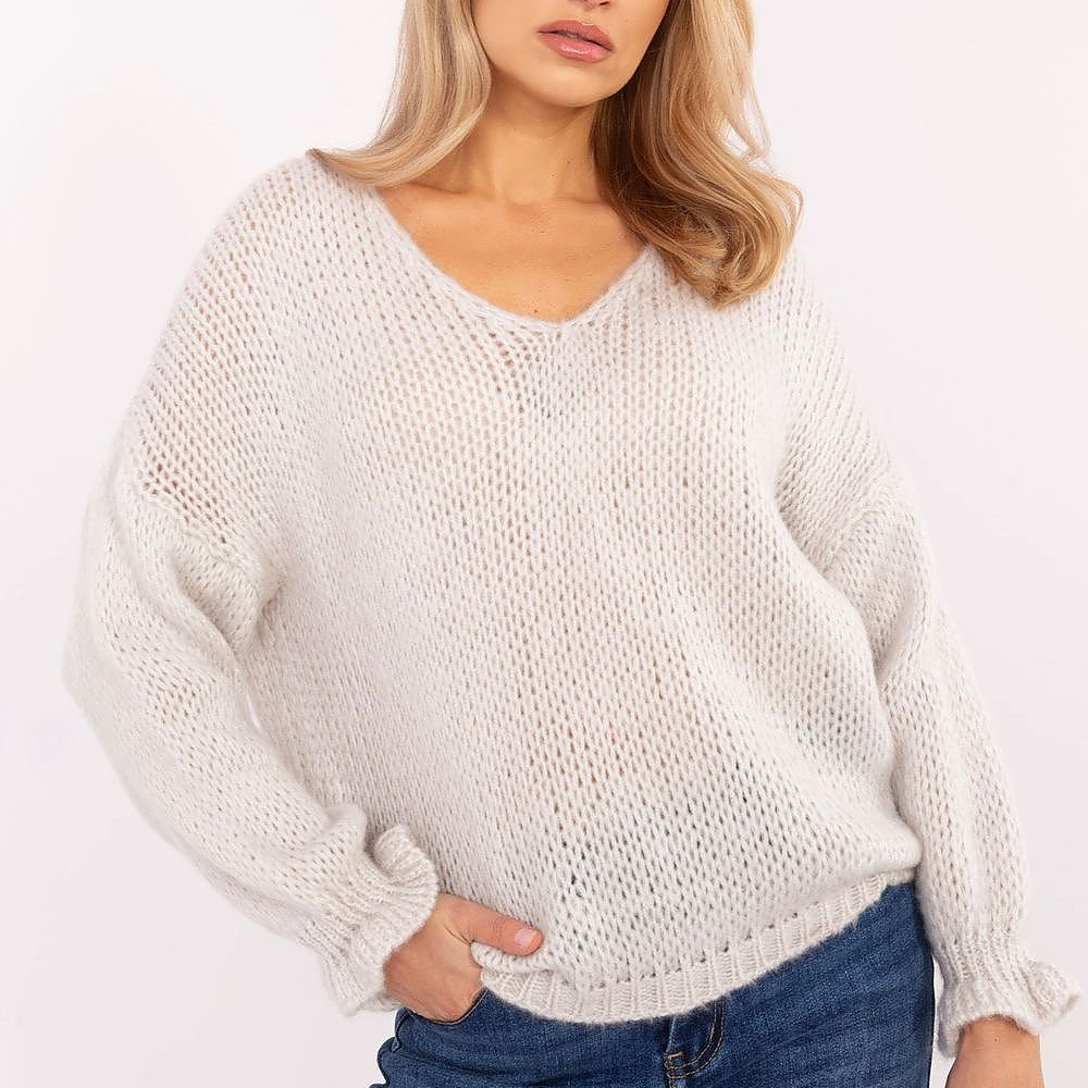 Streetwave Womens V Neck Knit Pullover Cozy Soft Breathable Casual Everyday Relaxed Fit All Season Sweater