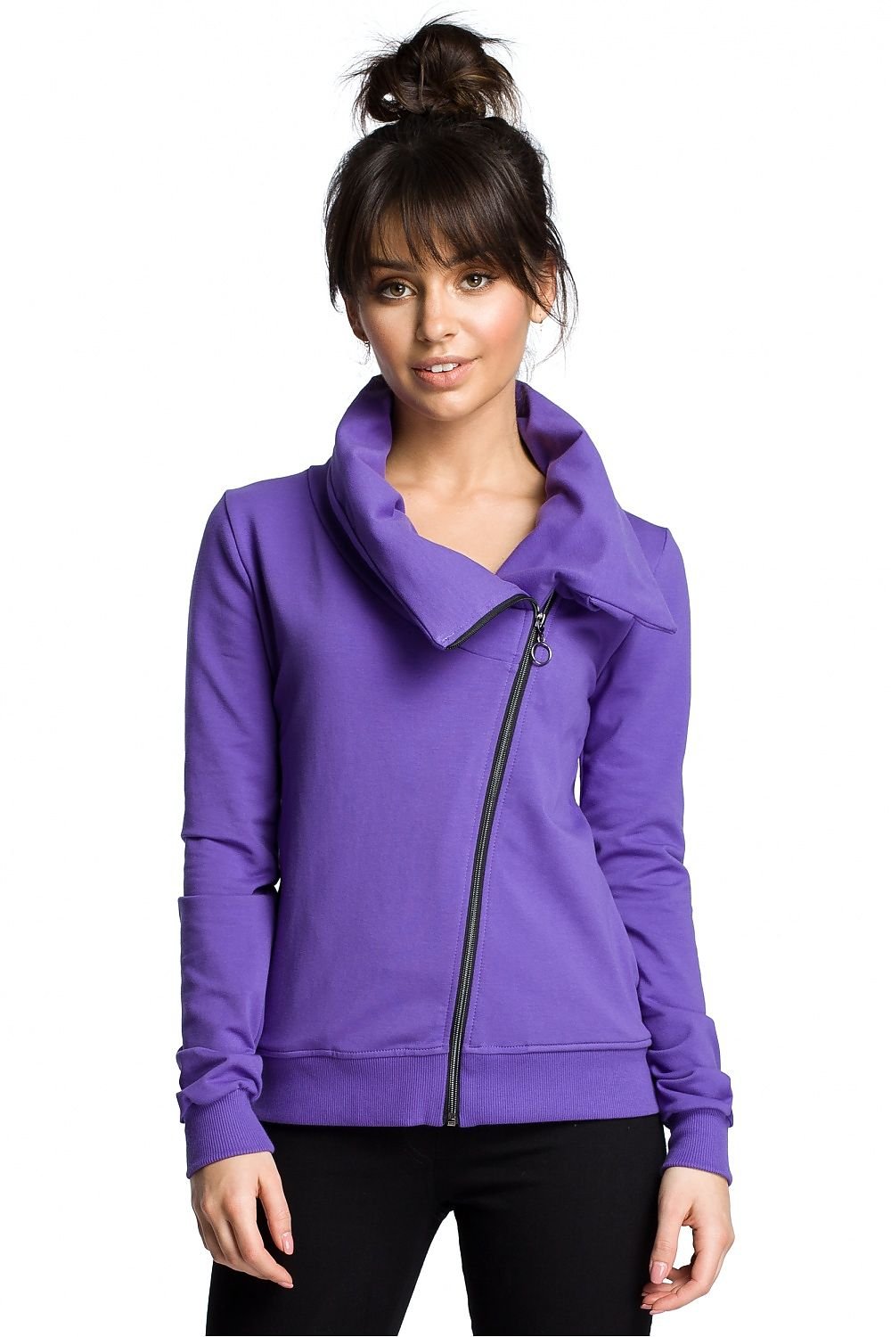 Street-Wave Asymmetrical Sweatshirt With High Collar For Women Soft Comfortable Modern Streetwear