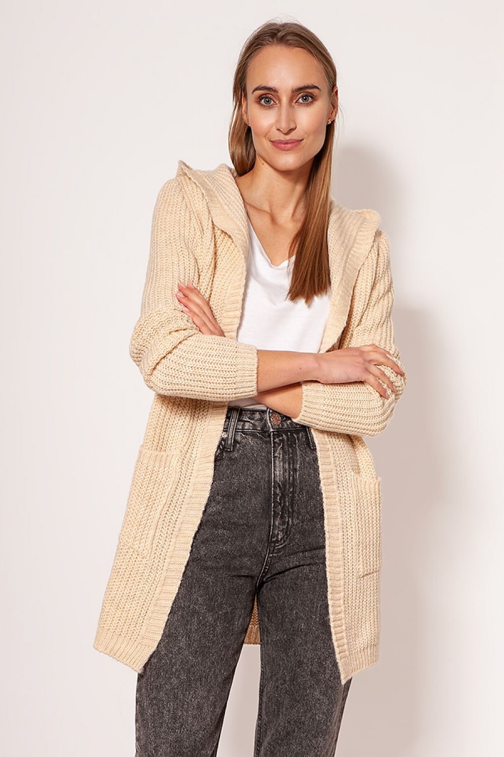 Street-wave Hooded Knit Cardigan For Women Soft Cozy Warmth Casual Chic Layering