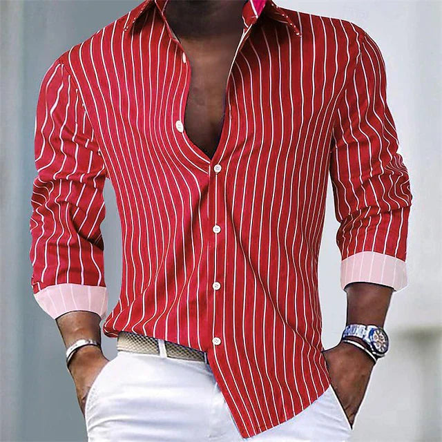 Street-Wave Men Striped Slim Fit Shirt With Contrast Cuffs