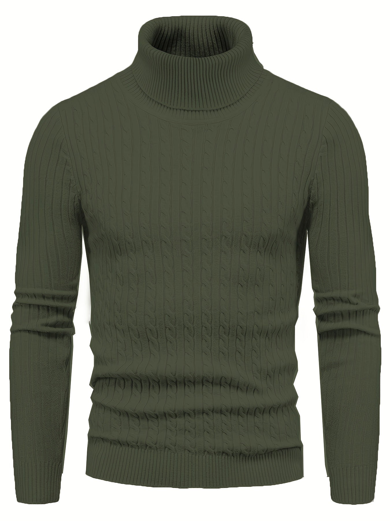 Street-Wave Cable Knit Rollneck Sweater For Men Soft Warm Winter Essential Cozy Everyday