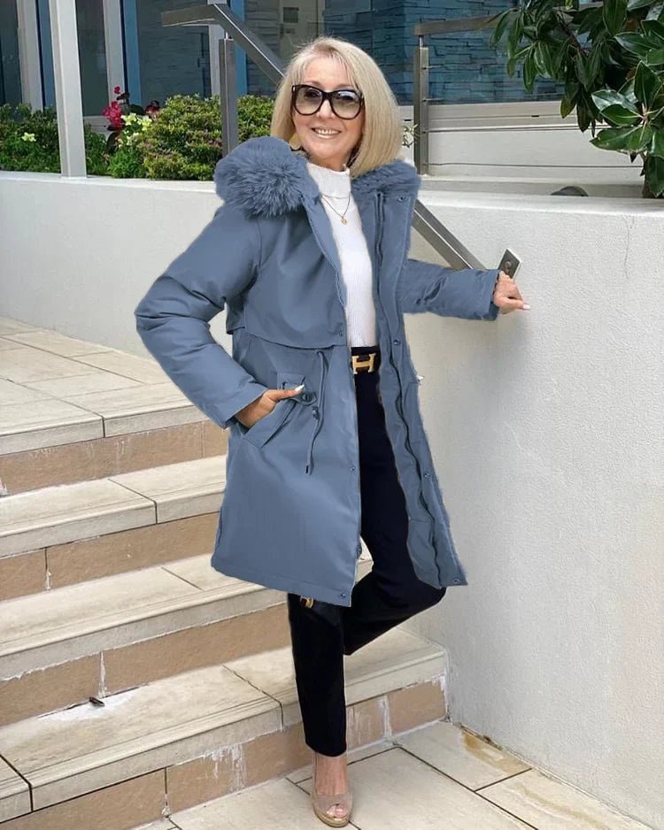 Street-wave Oversized Winter Coat For Women With Plush Fur Trim Cozy Yet Chic Outerwear
