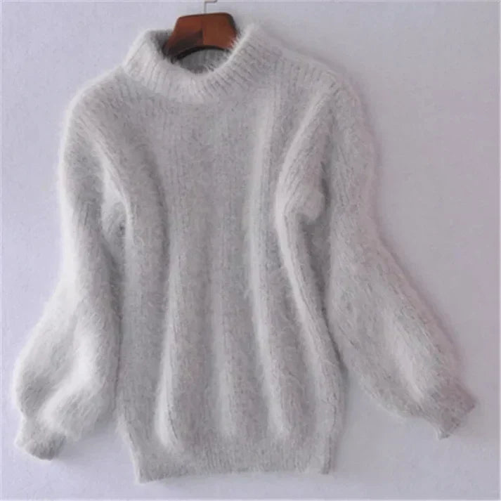 Street Wave Weinlese Angora Pullover For Women Ultra Soft Cozy Knit With Flowy Sleeves