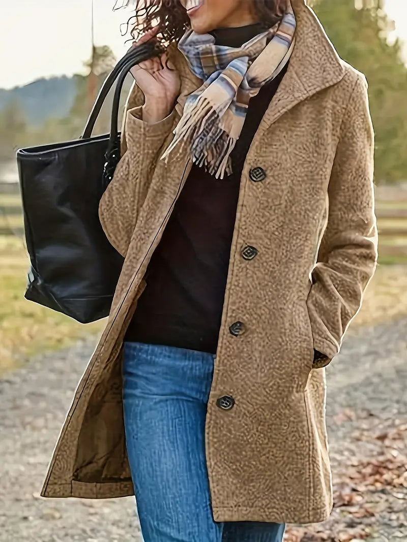 Street-Wave Button Coat For Women Elegant Timeless Outerwear With Front Closure Premium