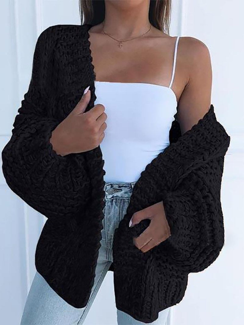 Street Wave Chunky Knit Cardigan Soft Warm Comfort For Women Cozy Everyday Wear Essential
