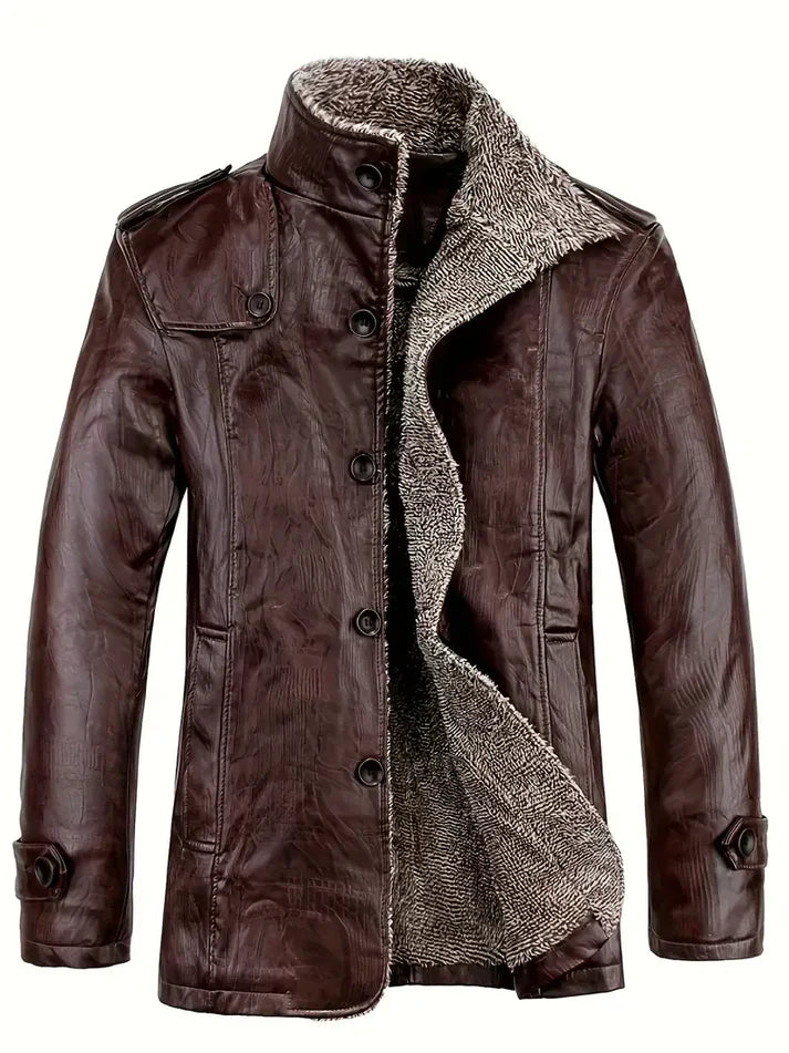 Street Wave Men's Leather Jacket With Fleece Lining For Warmth And Premium Classic Style