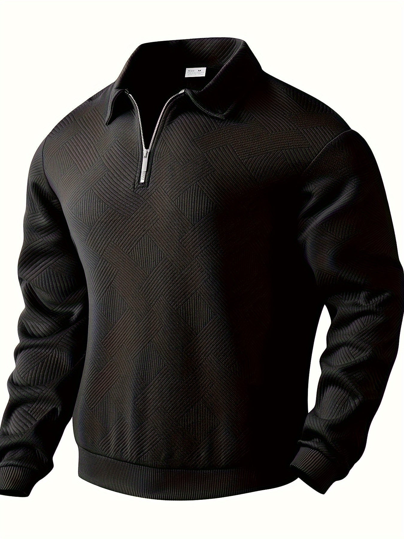 Street-Wave Mens Knit Sweater With Half Zip Closure Geometric Textured Pattern Regular Fit For Casual And Smart Wear